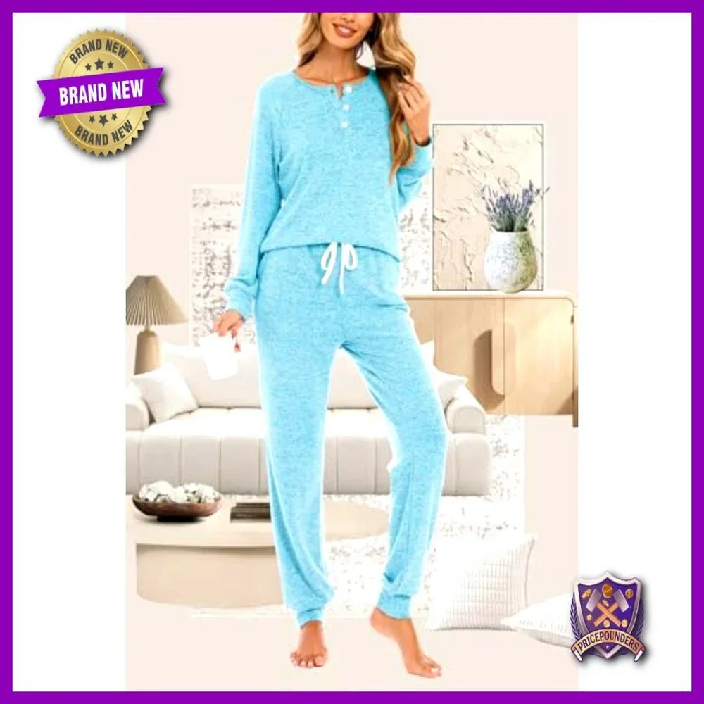 Long Sleeve Pajama Set with Joggers, Soft Brushed Jersey, XS Regular Fit